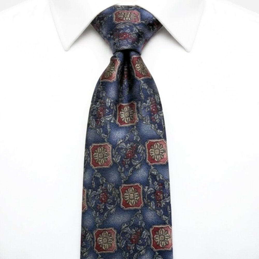 Requirements Silk Tie Geometric Blue Paisley